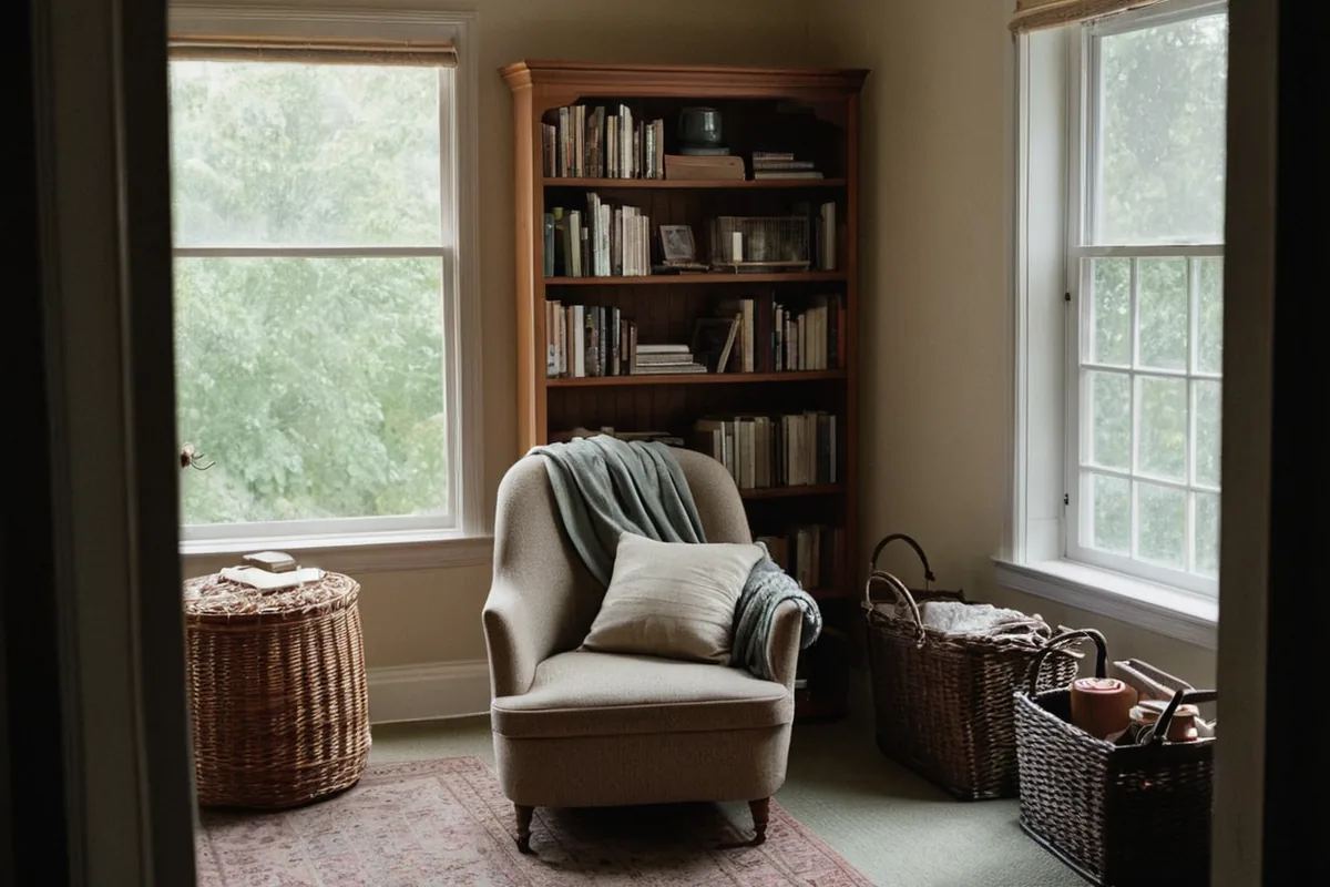 A comfortable, modest reading nook in an ordinary family home