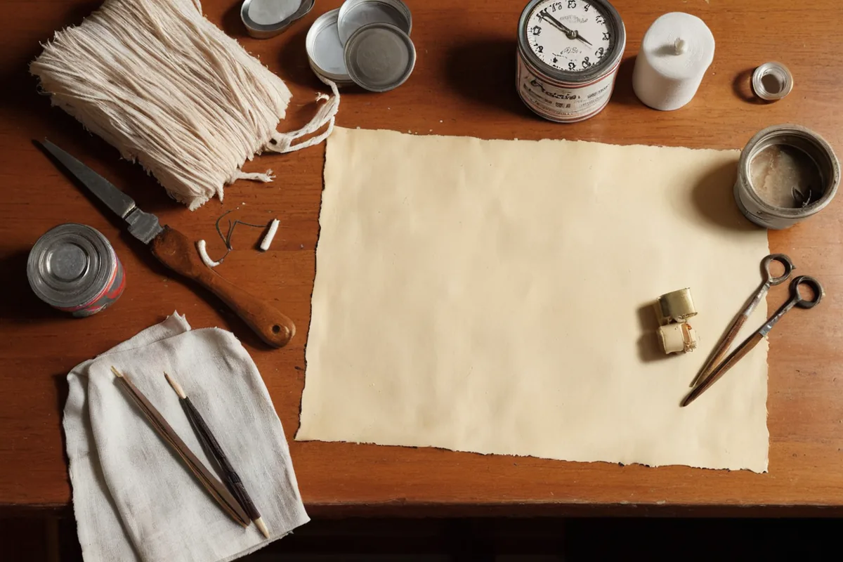 Simple household tools including a basket, timer, hooks, and blank note cards