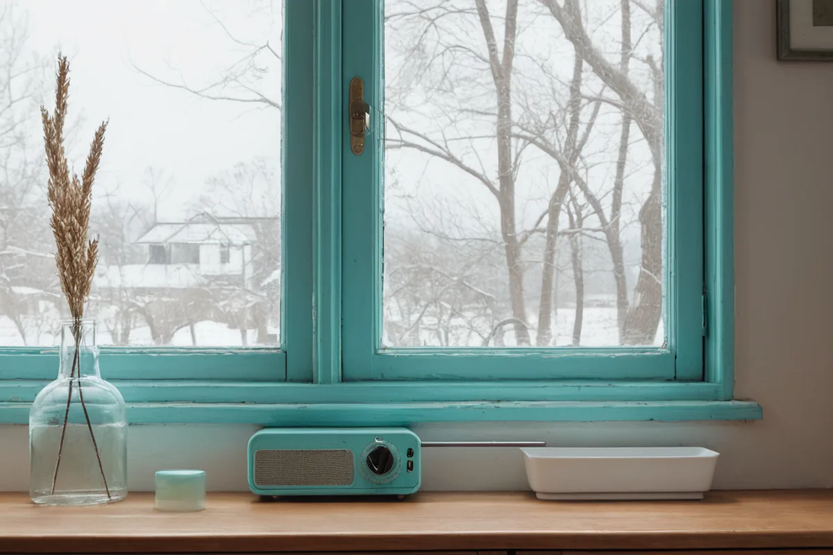 A simple picture-sequence strip, wind-up timer, and small radio used as morning cues