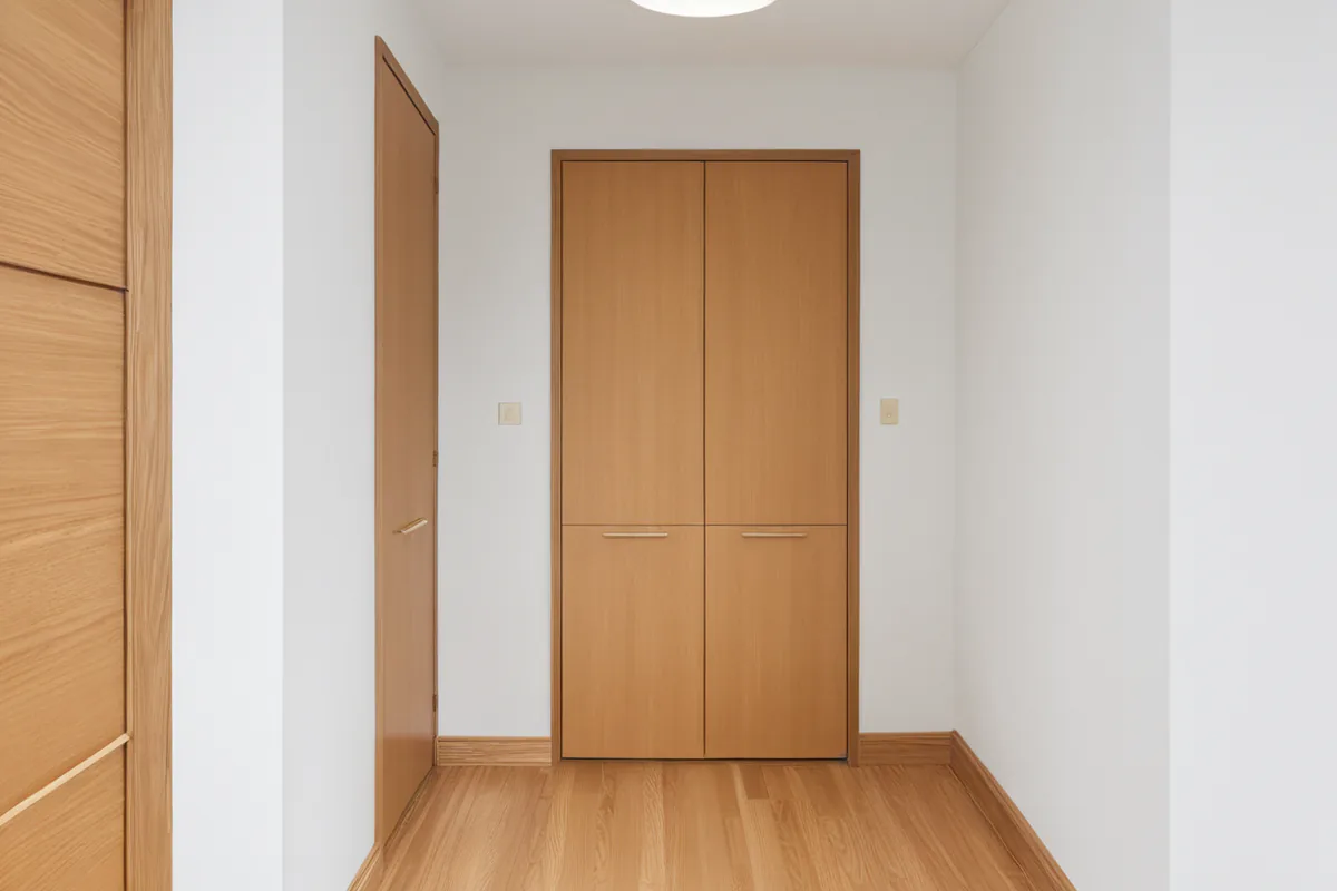 A well-lit hallway with a secured rug, tidy cords, and a clear walking path