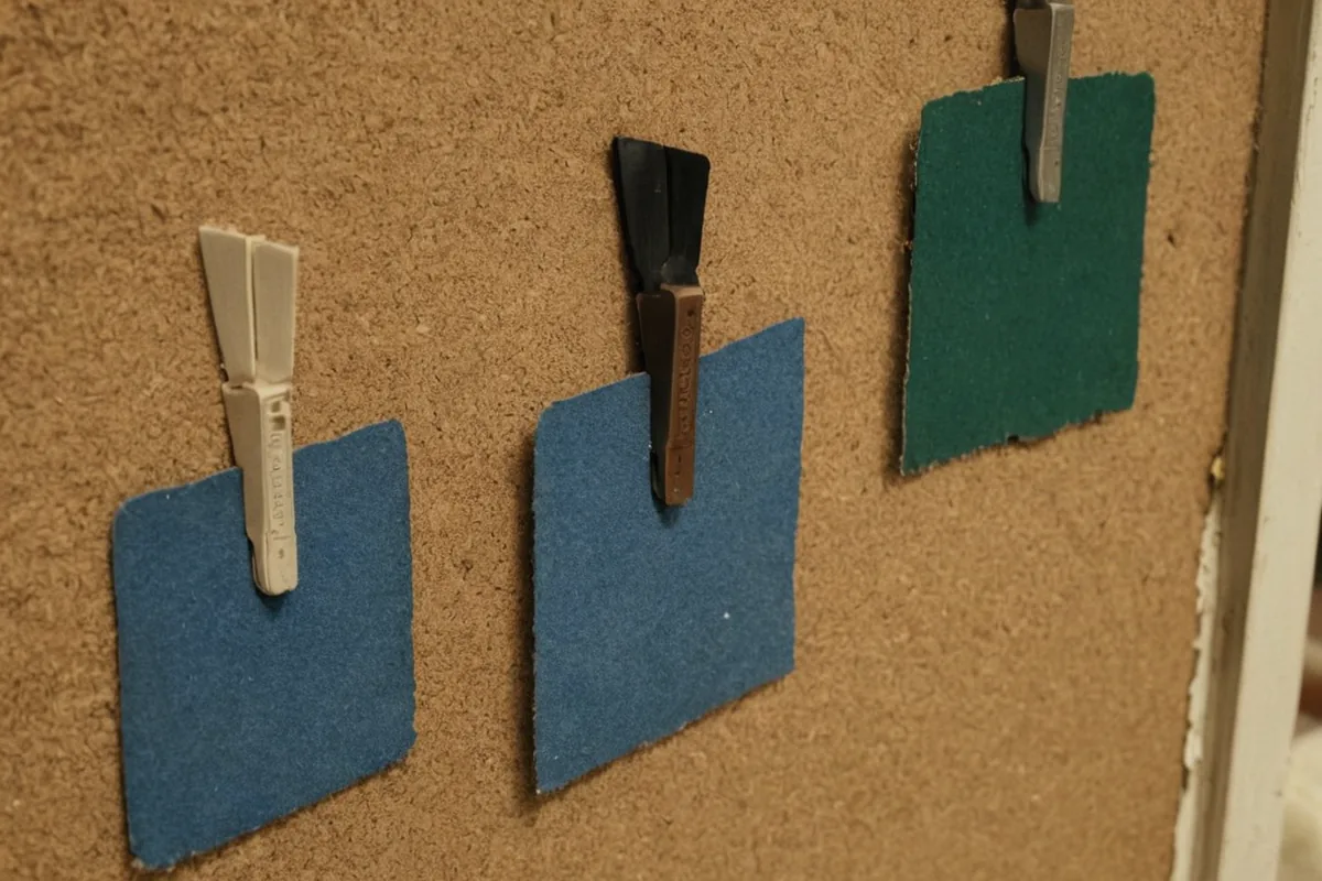 Color-coded clips, blank cards, and a marker attached beside a family planner