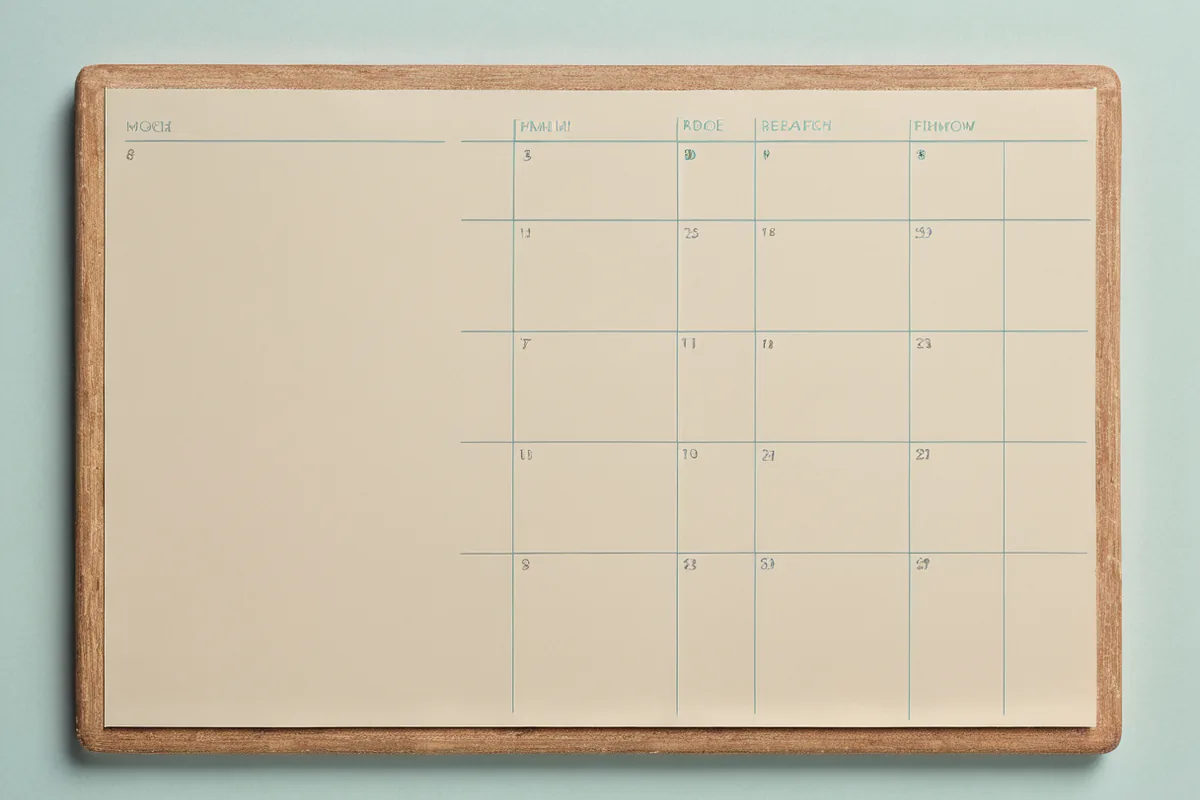 An edited weekly board with empty pockets and only a few current cards